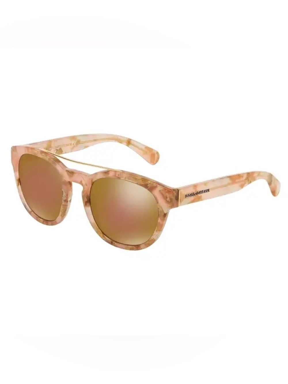 Dolce & Gabbana Peach Marble Round Sunglasses with Rose Gold Mirrors